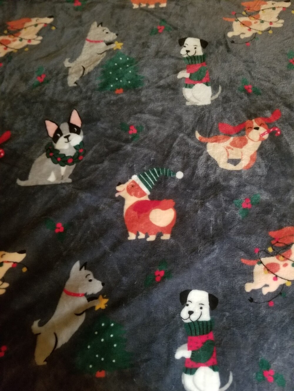 Stockbridge Home Holiday Dog Print Throw Blanket 60inx70in